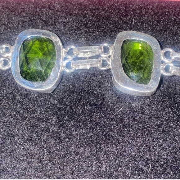 Gorgeous Faceted Green Quartz Handcrafted 925 Bracelet - Picture 9 of 14